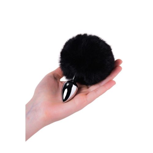 Silver Metal Anal Plug Small w Black Tail - Image 4