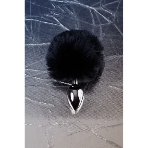 Silver Metal Anal Plug Small w Black Tail - Image 5