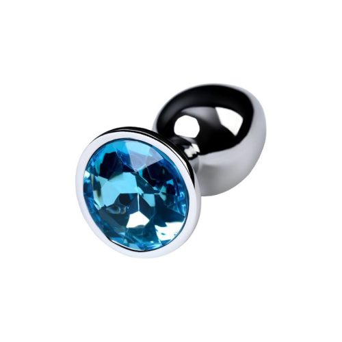 Silver Metal Anal Plug w Topaz Crystal Small - Image 3