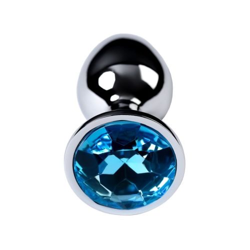 Silver Metal Anal Plug w Topaz Crystal Small - Image 4