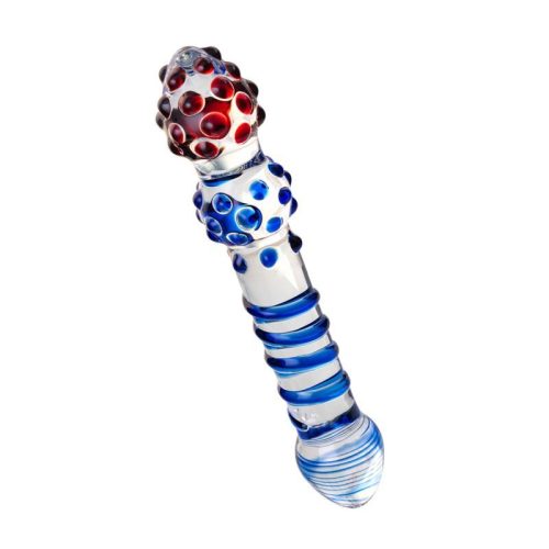 Sexus Glass Dildo Blue Red 20.5cm - Image 4