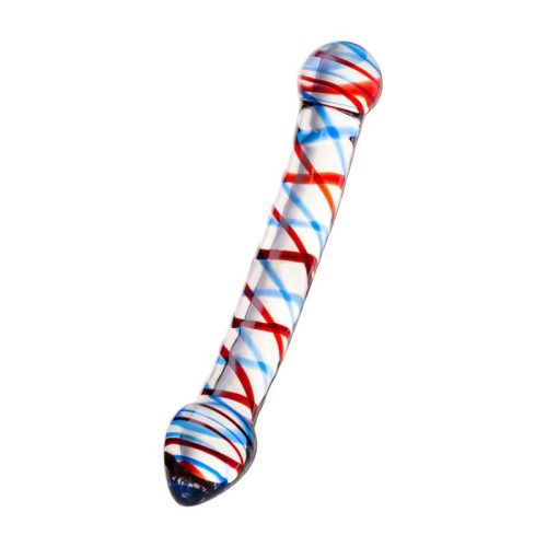 Sexus Glass Dildo Curved Blue/Red 20 cm - Image 3