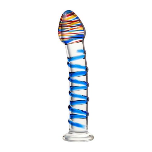 Sexus Glass Dildo Blue Swirls 18cm - Image 3