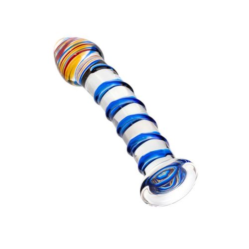 Sexus Glass Dildo Blue Swirls 18cm - Image 4