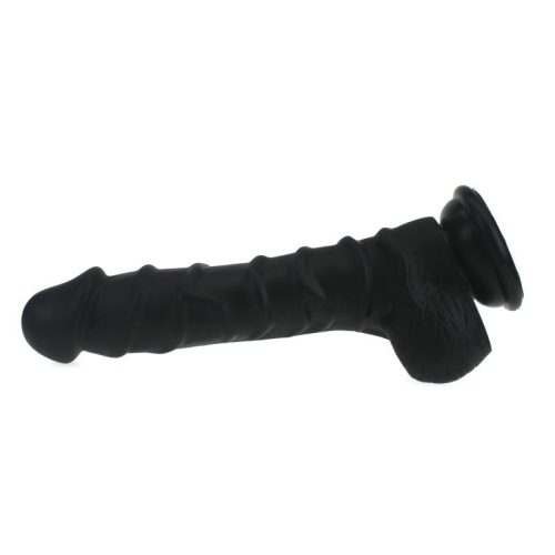 Realistic Dildo Ridged Shaft w Balls Black - Image 5
