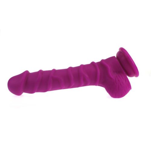Realistic Dildo Ridged Shaft w Balls Pink - Image 4