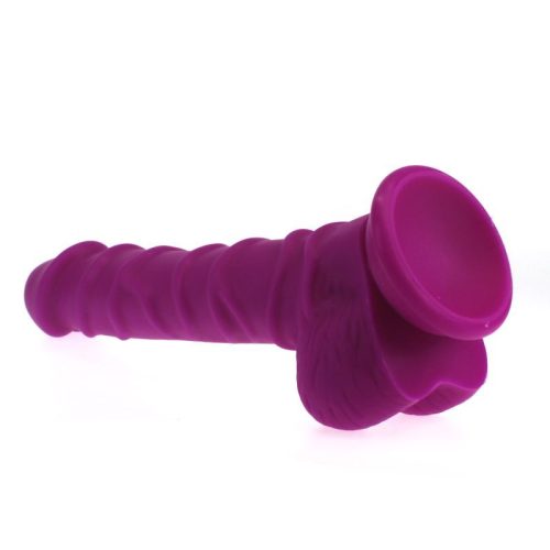 Realistic Dildo Ridged Shaft w Balls Pink - Image 5