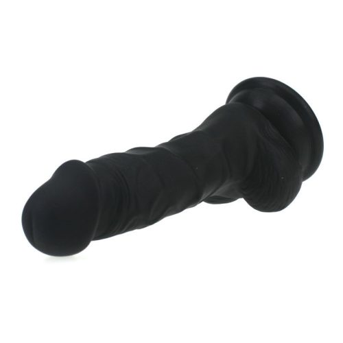 Realistic Dildo Veined Shaft w Balls Black - Image 3