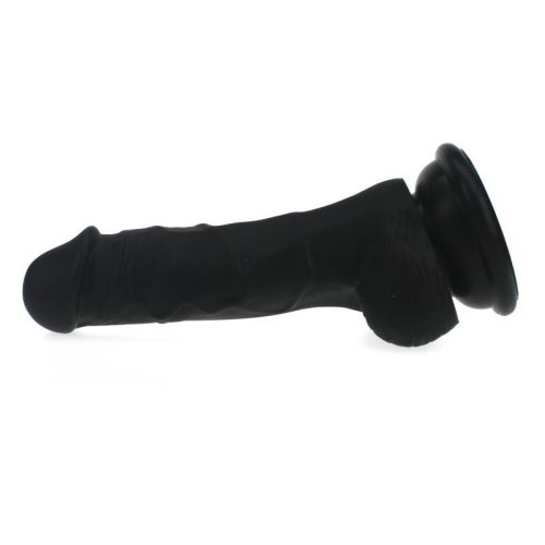 Realistic Dildo Veined Shaft w Balls Black - Image 4