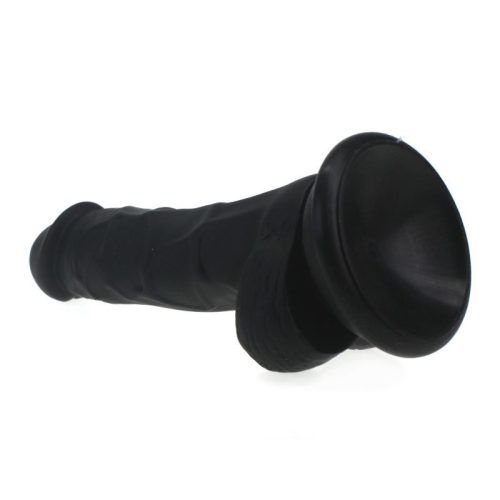 Realistic Dildo Veined Shaft w Balls Black - Image 5