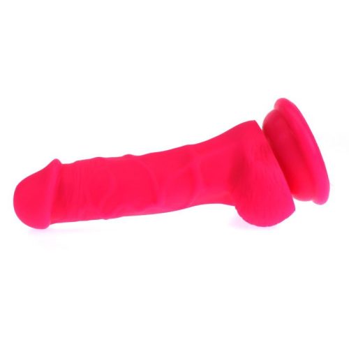 Realistic Dildo Veined Shaft w Balls Pink - Image 4