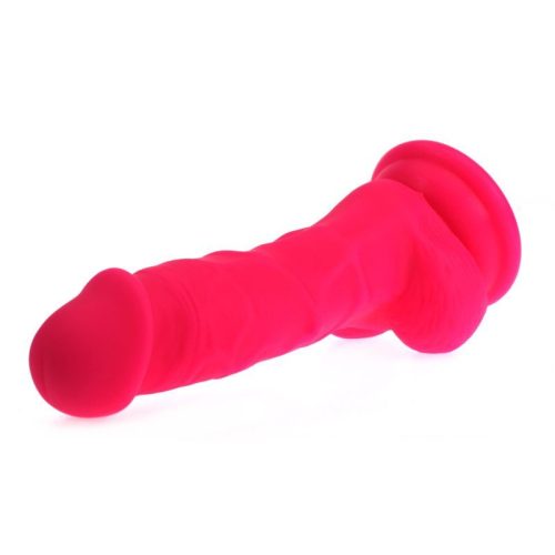 Realistic Dildo Veined Shaft w Balls Pink - Image 5