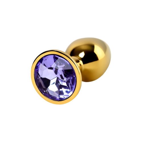 Gold Metal Anal Plug w Amethyst Crystal Small - Image 4