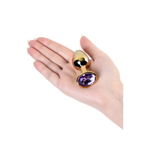 Gold Metal Anal Plug w Amethyst Crystal Small - Image 5