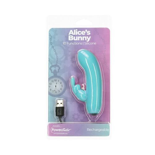 Alices Bunny Rechargeable Bullet w Rabbit Sleeve Teal - Image 5