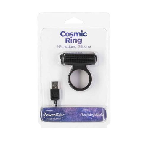 Power Bullet Cosmic Cock Ring w Bullet Black - Image 4
