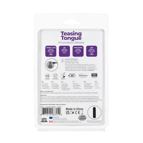 Power Bullet Teasing Tongue w Rechargeable Bullet Purple - Image 6