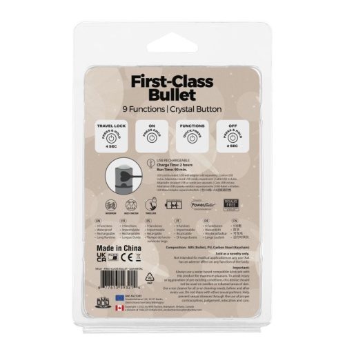 Power Bullet First Class 6cm Rechargeable w Crystal Gun Metal - Image 5