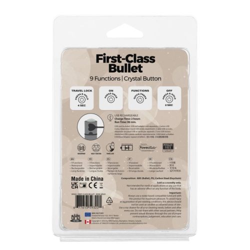 Power Bullet First Class 6cm Rechargeable w Crystal Rose Gold - Image 3