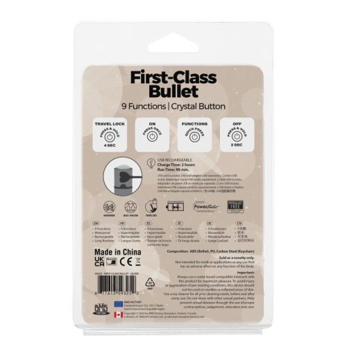 Power Bullet First Class 6cm Rechargeable w Crystal Silver - Image 3