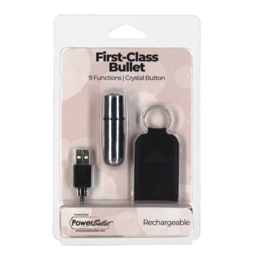 Power Bullet First Class 6cm Rechargeable w Crystal Silver - Image 5