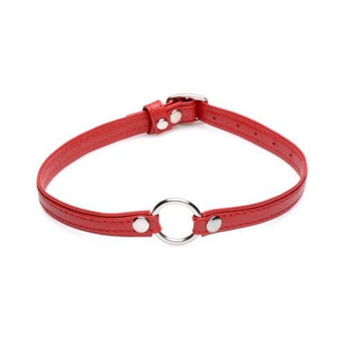 Fiery Pet Leather Choker w Silver Ring Red - Image 4