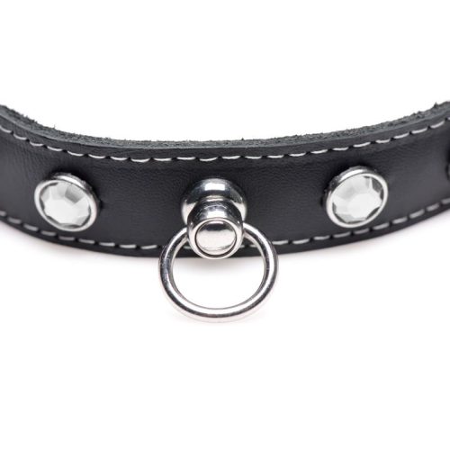 Bling Vixen Leather Choker w Clear Rhinestones - Image 3