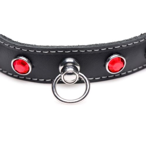 Bling Vixen Leather Choker w Red Rhinestones - Image 3
