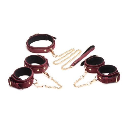 6 Pc Velvet Bondage Set Burgundy - Image 3