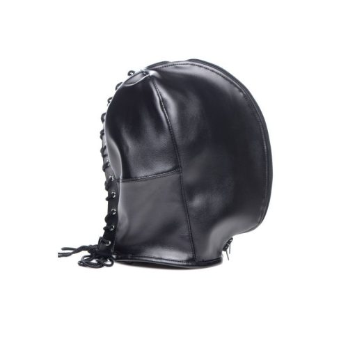 Zip Front Bondage Hood Black - Image 4