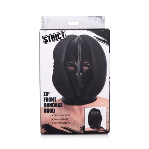 Zip Front Bondage Hood Black - Image 6