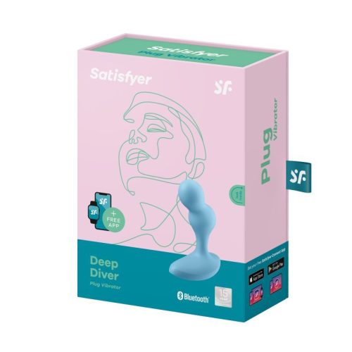 Satisfyer Deep Diver Vibrating Connect App Anal Plug Blue - Image 6