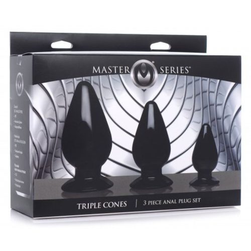 Triple Cones 3 Pc Anal Plug Set Black - Image 5