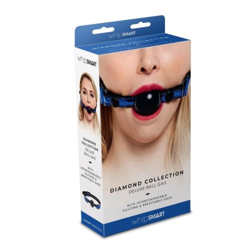 Whip Smart Diamond Deluxe Ball Gag Blue - Image 3