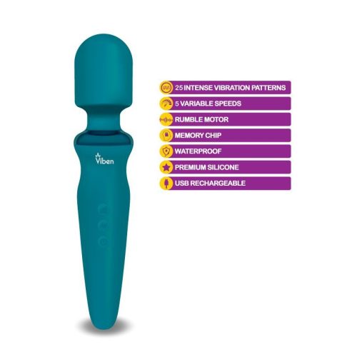 Viben Fierce Rechargeable Wand Massager Ocean - Image 3