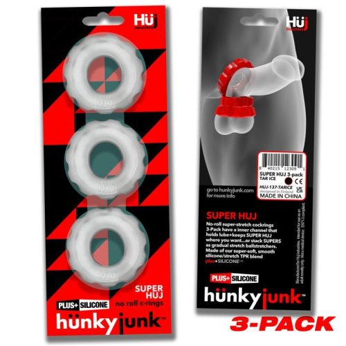 Super Hunkyjunk 3 Pc Cockrings Clear Ice - Image 5