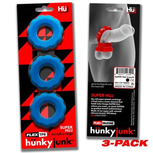 Super Hunkyjunk 3 Pc Cockrings Teal Ice - Image 4