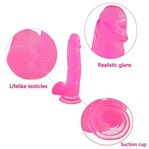 Jelly Studs 8in Crystal Dildo Large Pink - Image 5