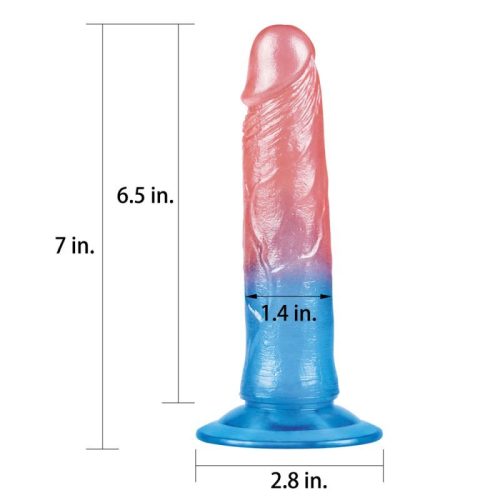 Dazzle Studs Dildo 7in Pink/Blue - Image 3