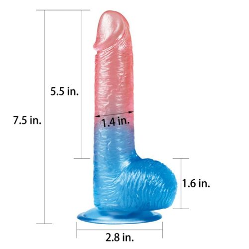 Dazzle Studs Dildo 7.5in Pink/Blue - Image 3