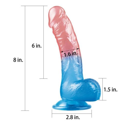 Dazzle Studs Dildo 8in Pink/Blue - Image 3