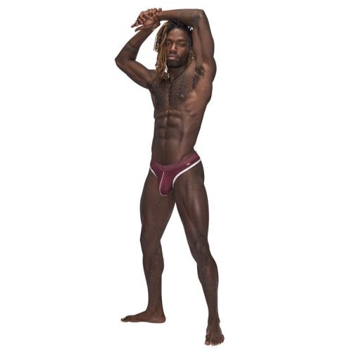 Male Power Sport Mesh Thong Burgundy - Image 4