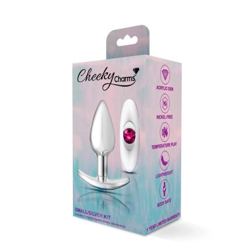 Cheeky Charms Silver Anchor Butt Plug w Clear and Teal Jewel Kit - Image 5