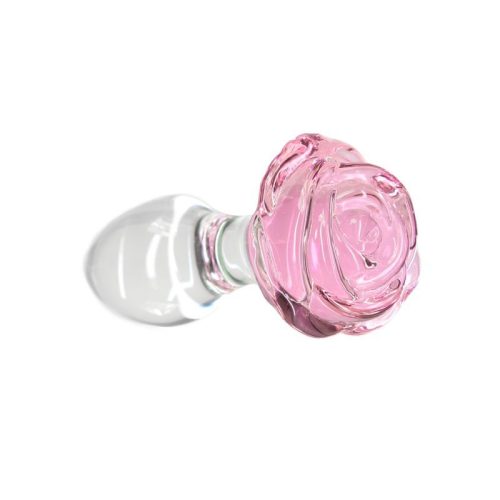 Pillow Talk Rosy Luxurious Glass Anal Plug w Clear Gem - Image 3