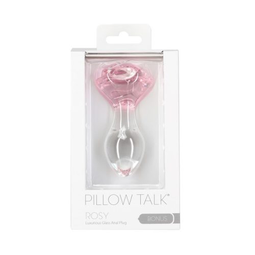 Pillow Talk Rosy Luxurious Glass Anal Plug w Clear Gem - Image 5