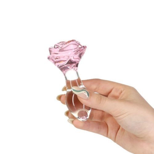 Pillow Talk Rosy Luxurious Glass Anal Plug w Clear Gem - Image 6