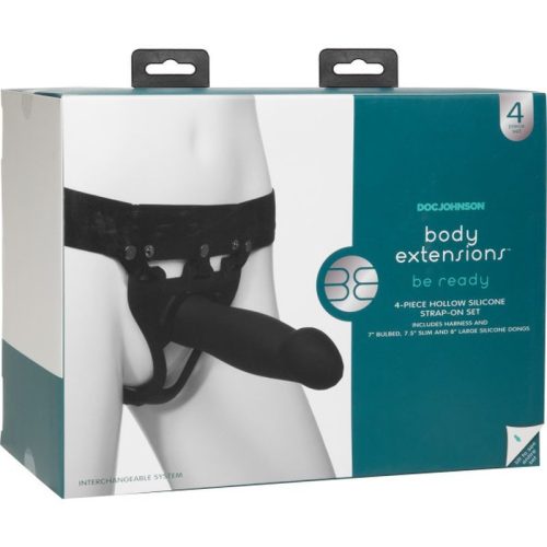Be Ready 4 Pc Hollow Silicone Strap-On Set - Image 3