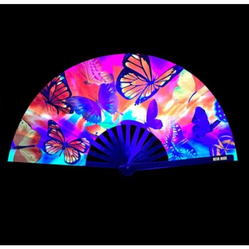 Butterfly Garden Blacklight Folding Fan - Image 3