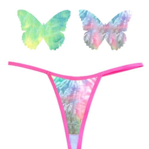 Rainbow Sherbet Tie Die Butterfly Pastie and Panty Set - Image 3