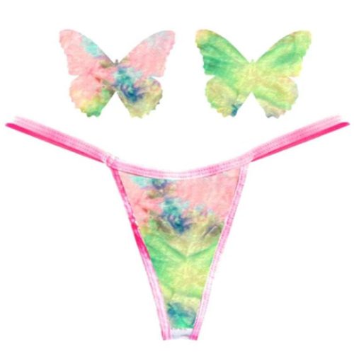 Rainbow Sherbet Tie Die Butterfly Pastie and Panty Set - Image 4